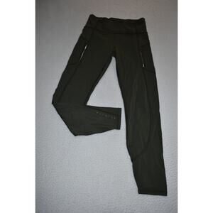 Athleta Leggings Pants Womens Size Small Gym Workout Green Purple Nylon Blend